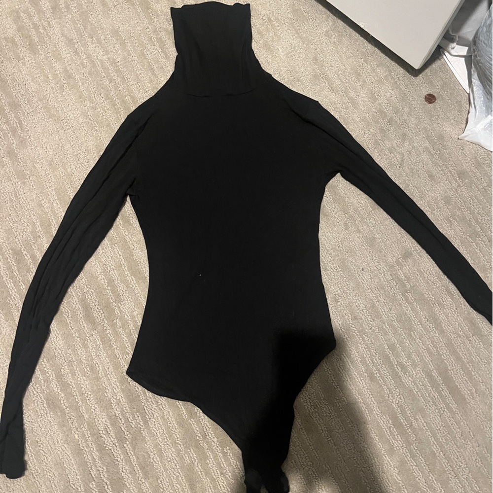 Black turtleneck bodysuit